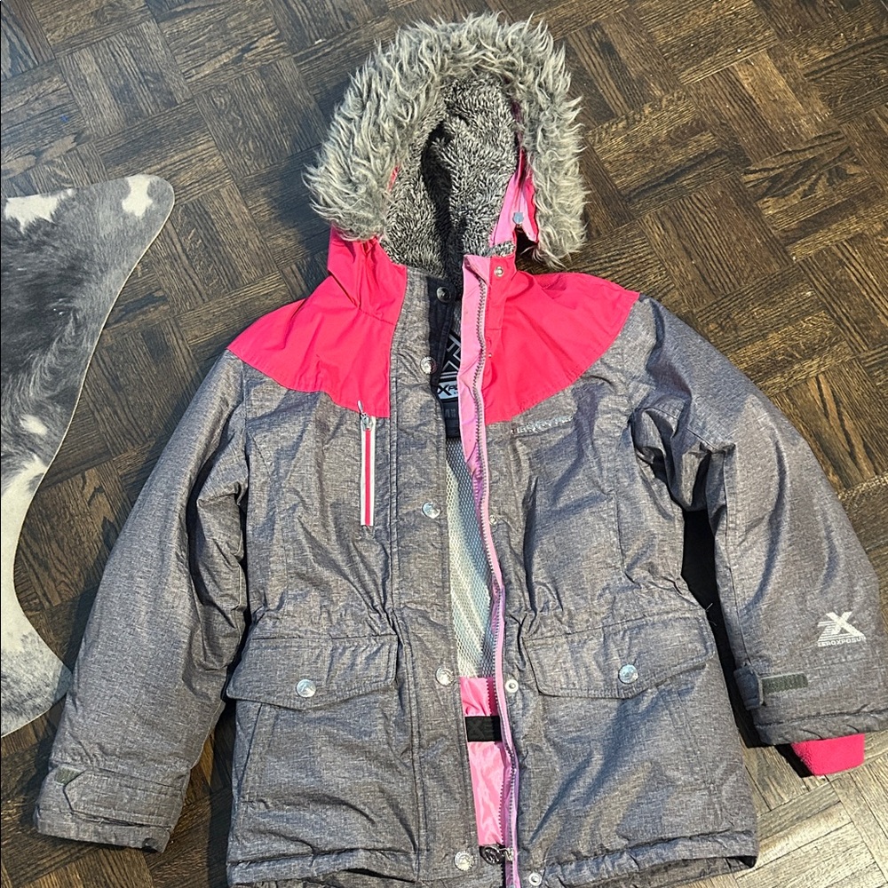 Xeroxposur Pink and Gray Kids Puffer Jacket